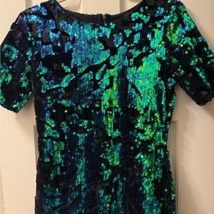 Sequin Velvet Short Sleeve mini Dress